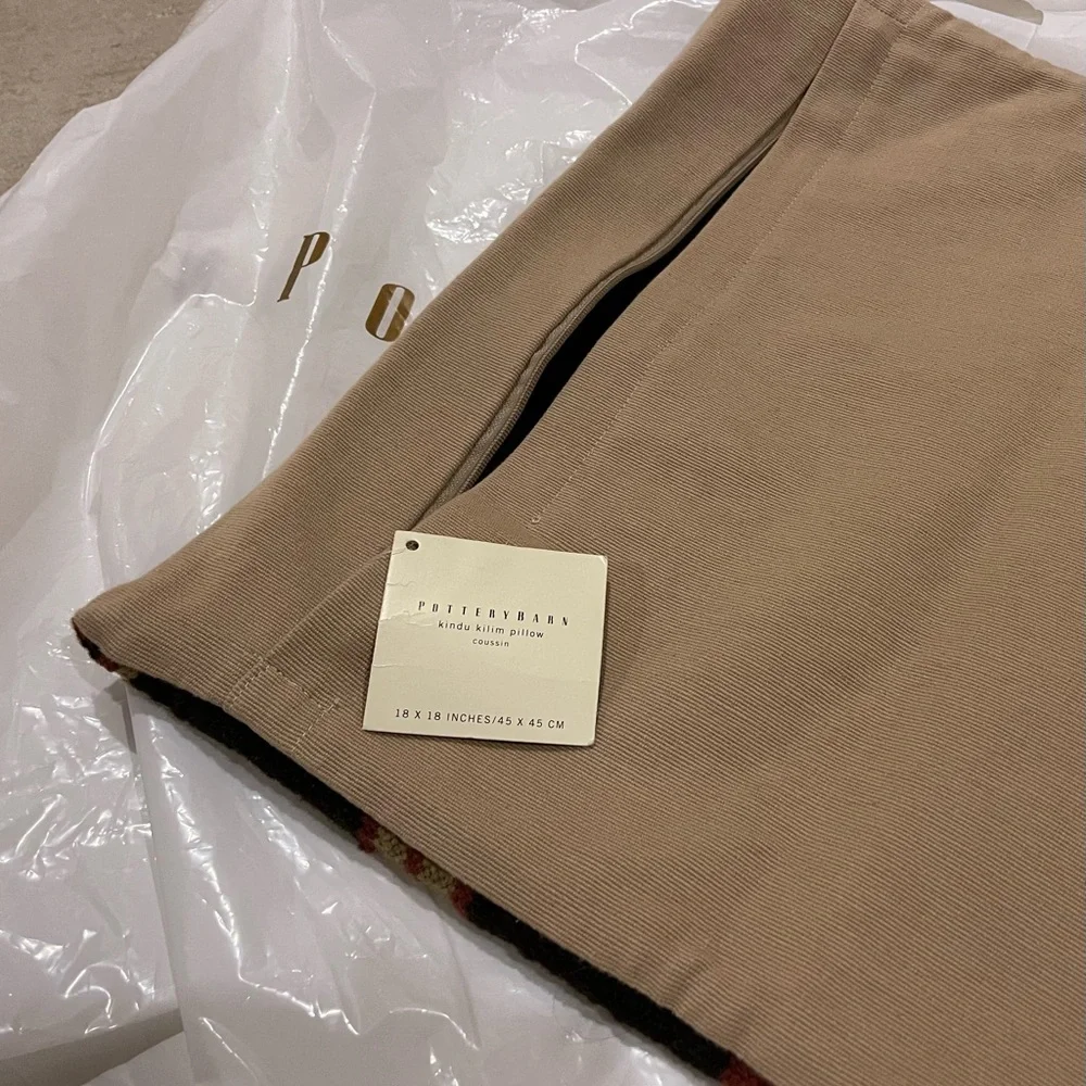 NWT Pottery Barn Vintage NZ Wool Kindu Kilim Pillow Cover- 2007, 18” #2